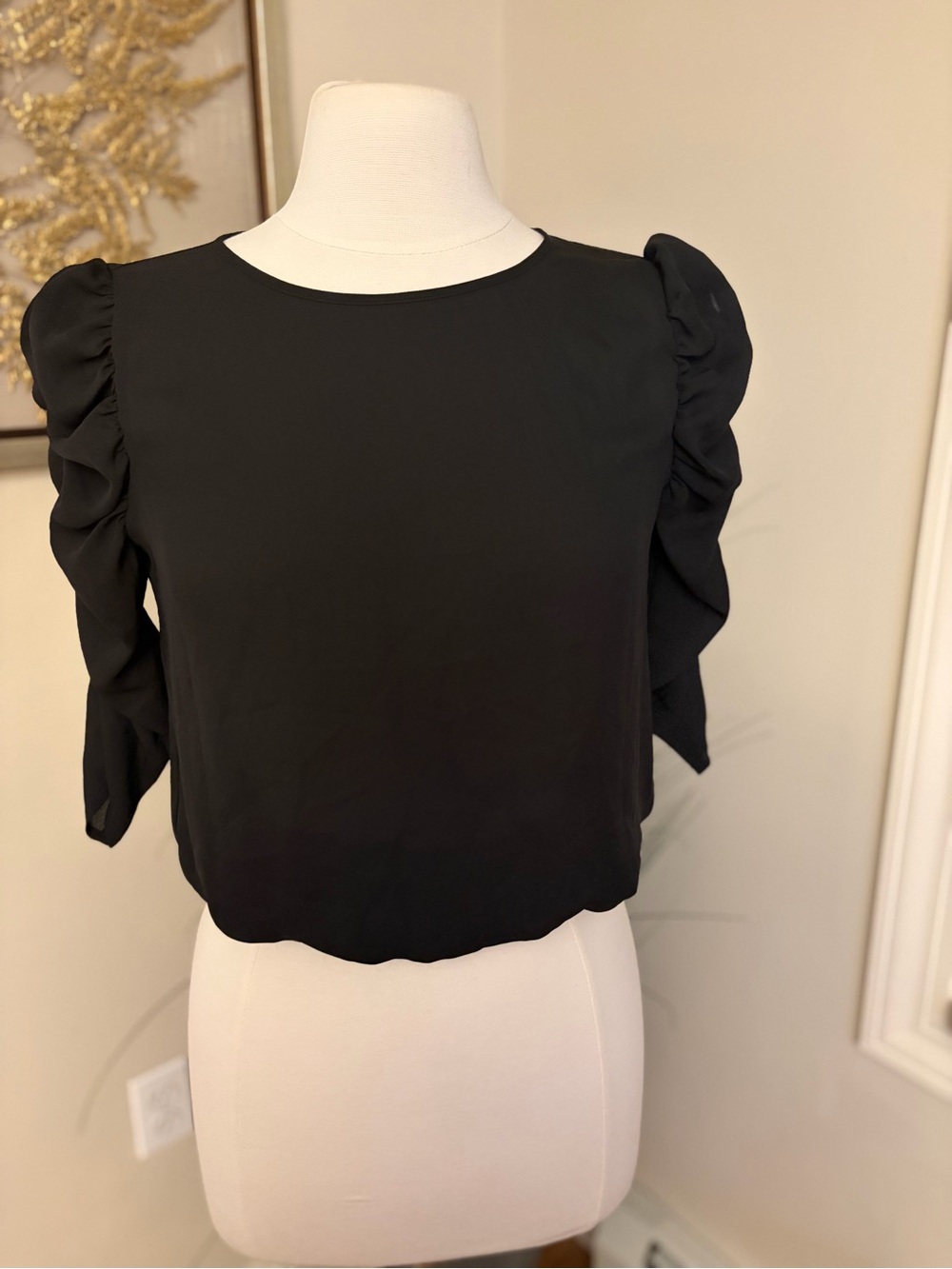 Express Black Ruffle Sleeve Blouse